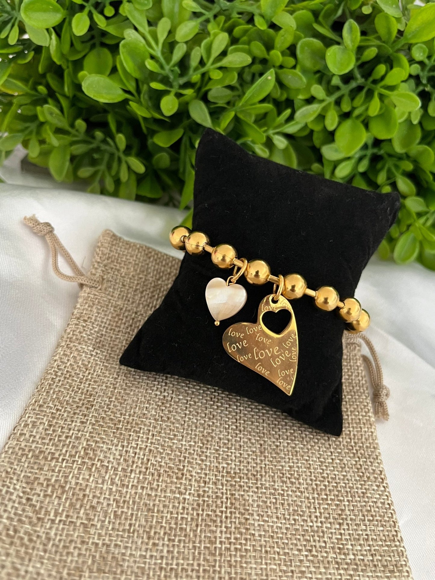 Gold heart chunky bracelet - Dolché Jewelry