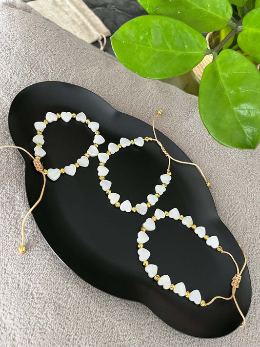 White hearts bracelet - Dolché Jewelry